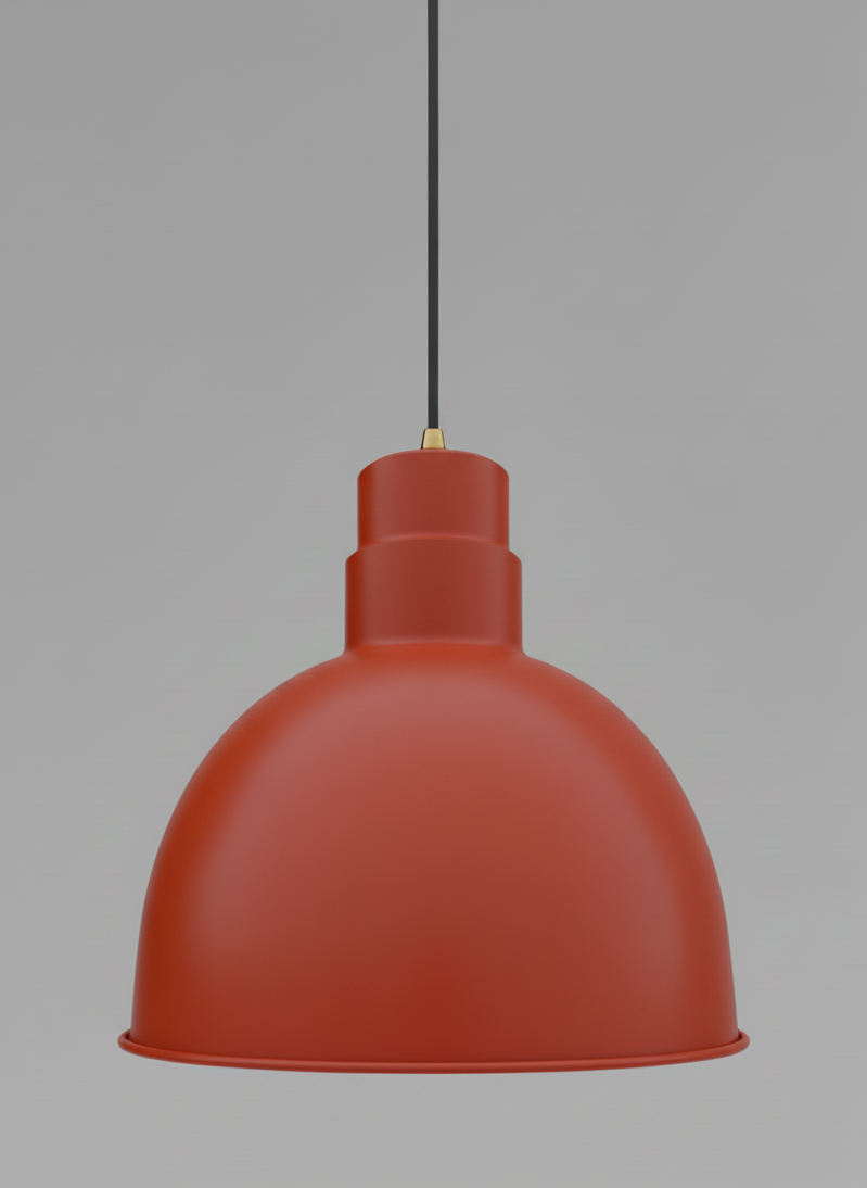 Orange pendant light on a gray background