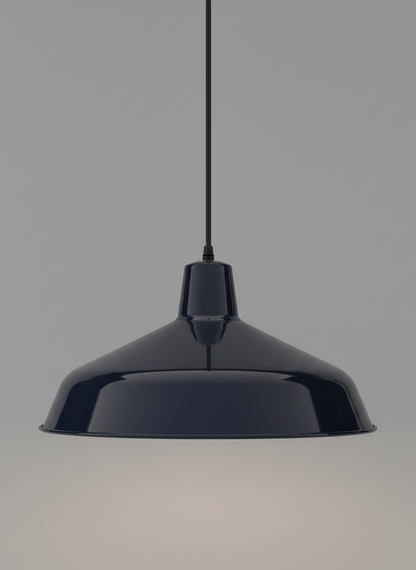 Black pendant light on a gray background