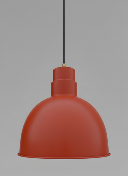 Orange pendant light on a gray background