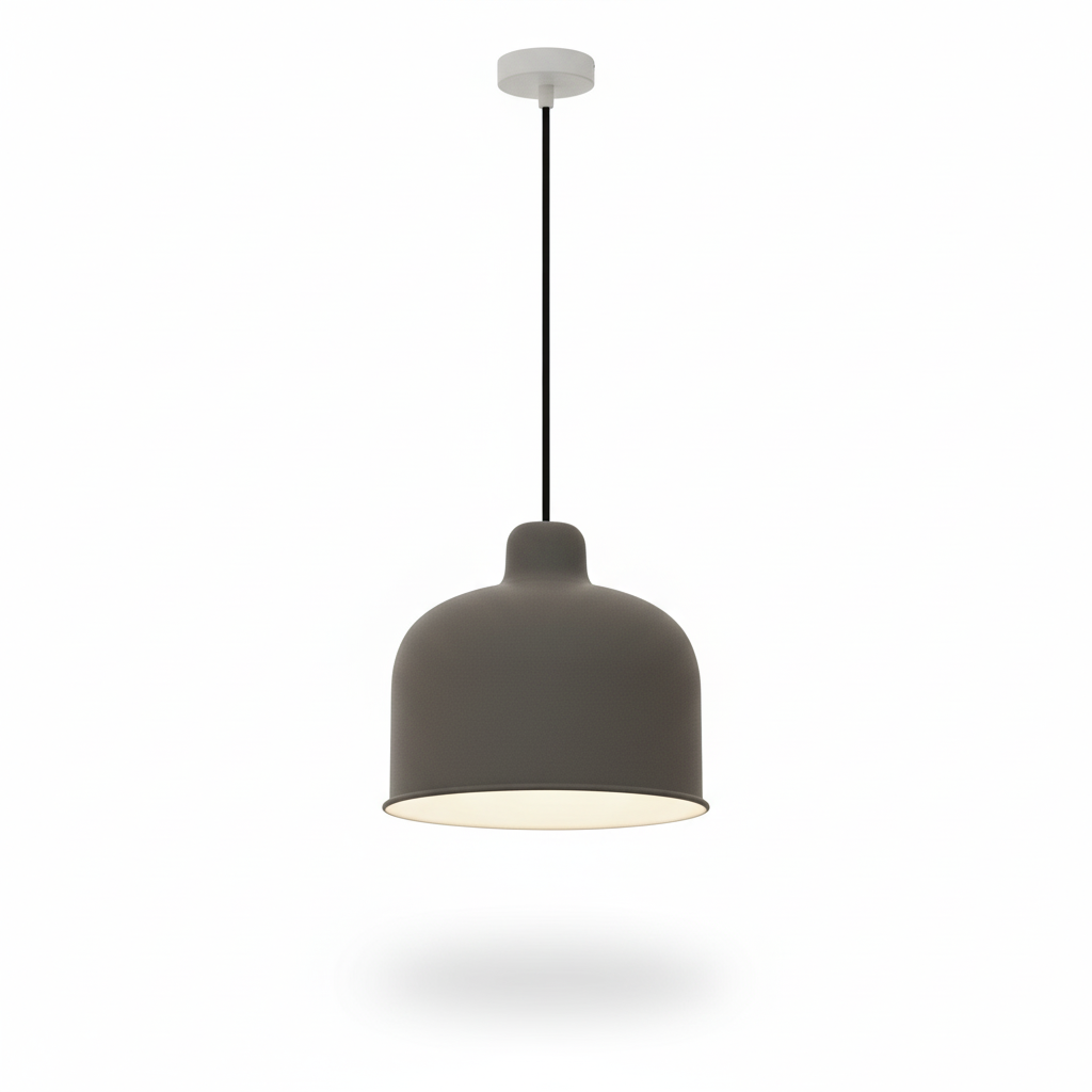 Dark gray pendant light on a white background